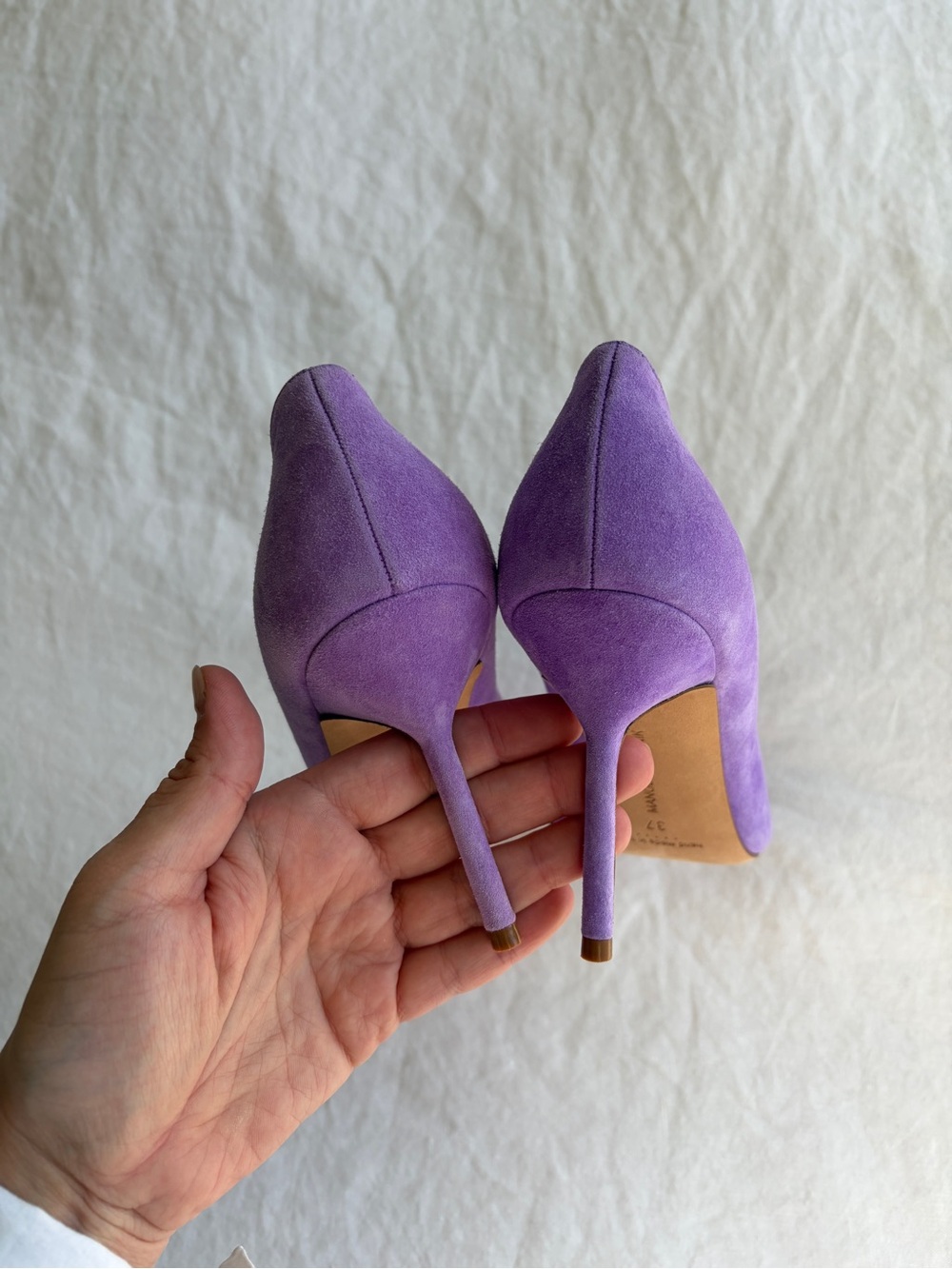 Manolo Blahnik Suede Pointy Toe BB 10 Classic Pumps Heels Purple Lilac Lavender - Picture 7 of 9